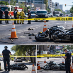 Emergency responders at motorcycle crash